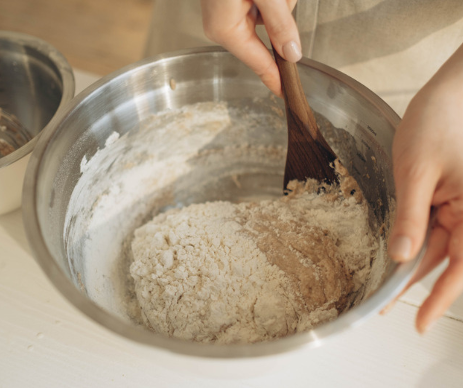 Add all purpose flour and make a dough for pizzas