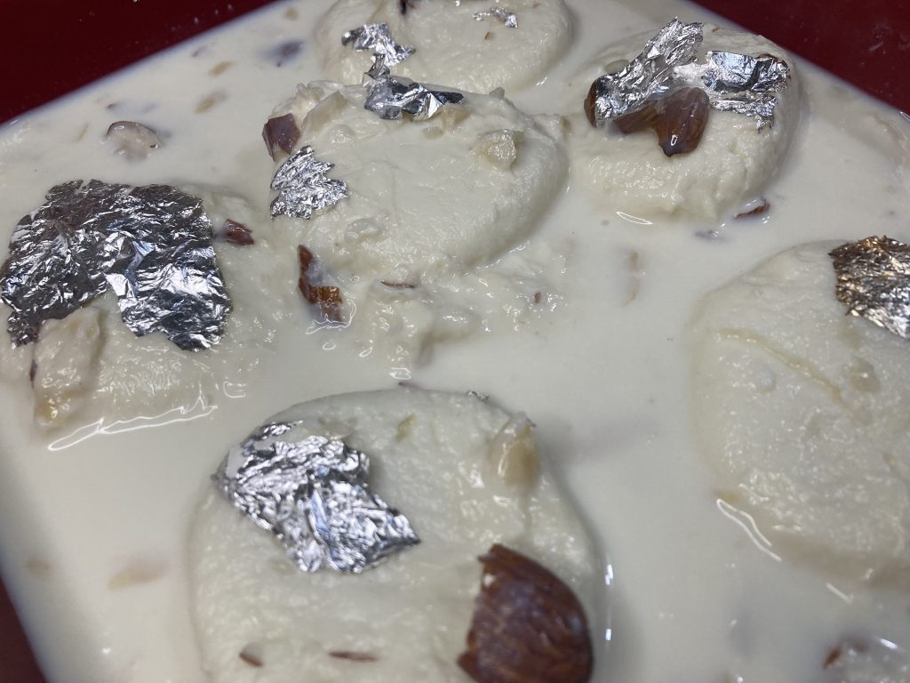 Ras Malai soaked in milk rabri
