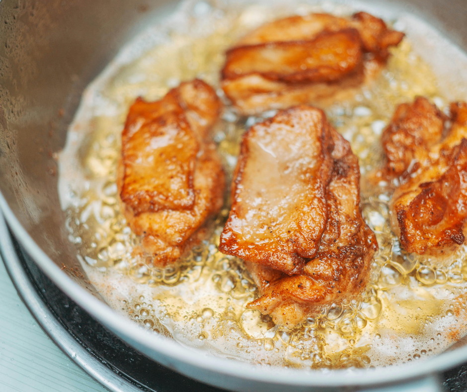 chicken cubes frying